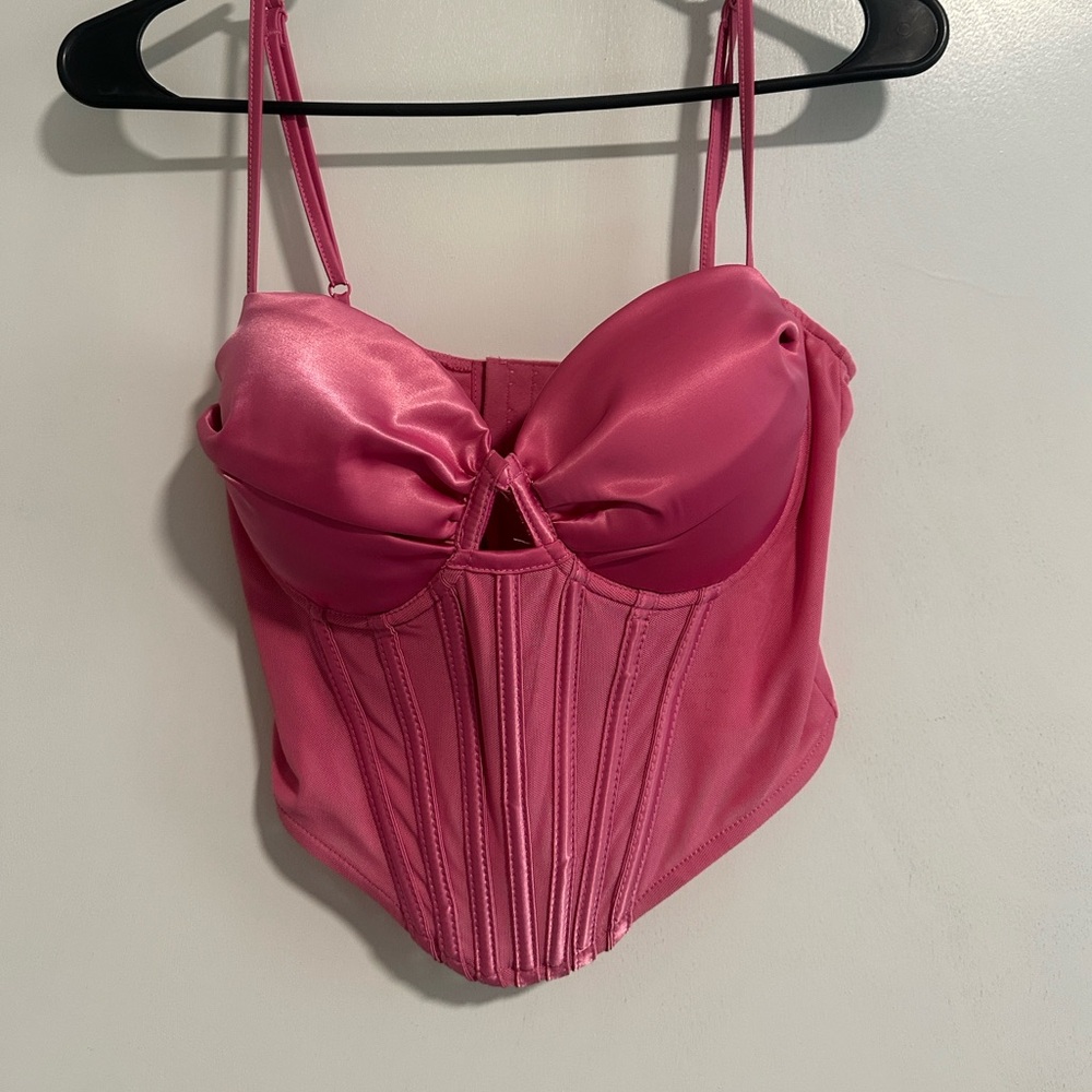 Windsor Pink Satin Corset Bra